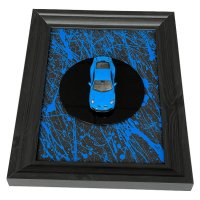 Modellauto Porsche 911 (992) GT3 Minichamps 1:43 auf Acrylbild shark blue